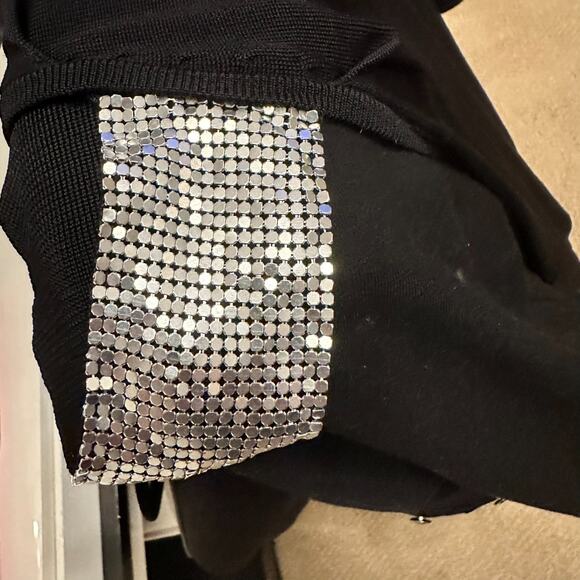 Bebe Side Cutout Black Tank Sexy Dress Silver Mesh Accent Large - Picture 4 of 4